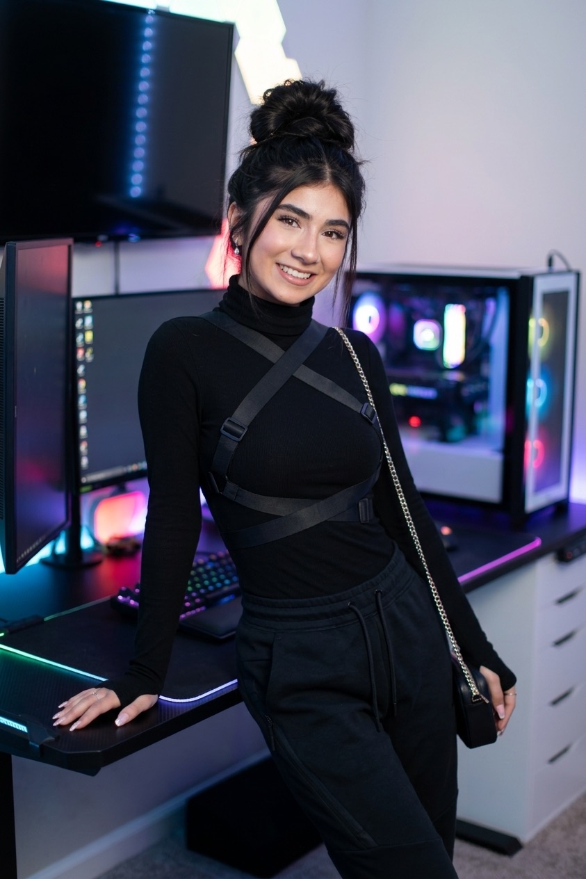 Sofia at a custom RGB gaming PC setup